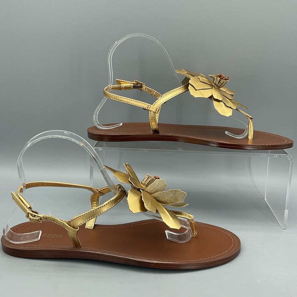NEW Arezzo Women’s Daisy Flat Thong Sandals Gold Size 8B